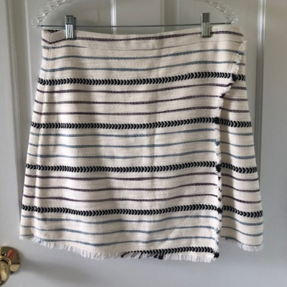 LOFT Striped Skirt with Faux Wrap Detail